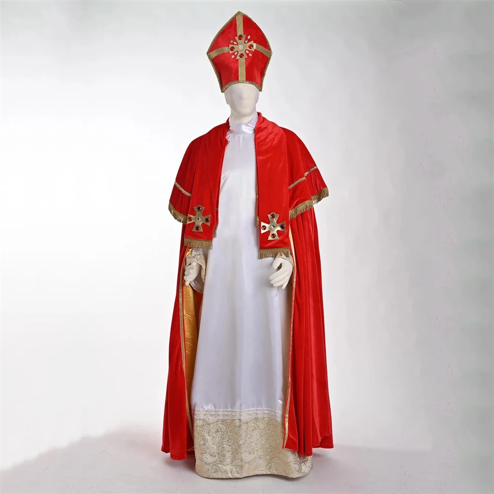 Volwassenen Sinterklaaskostuum Historisch Kerstman Sint-Nicolaas Kostuum Bisschoppelijke Gewaden Kerkpak Cape Albe Stola Hoed