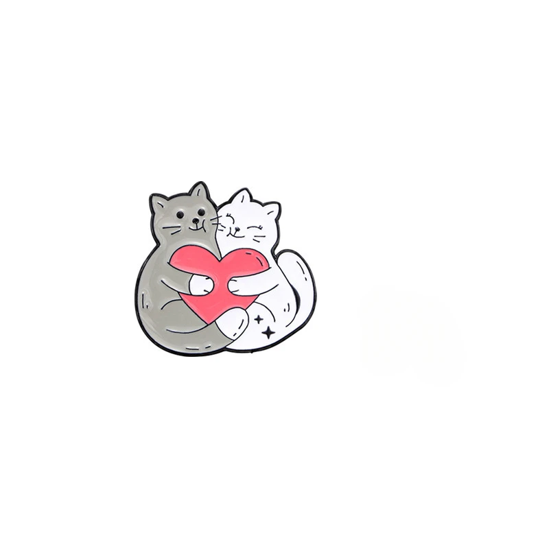 1 Stück Kreatives BFF-Valentinstags-Tierabzeichen Niedlicher Pinguin Katze Hase Fuchs Cartoon-Brosche Kleidungsanhänger-Brosche – Detail 7