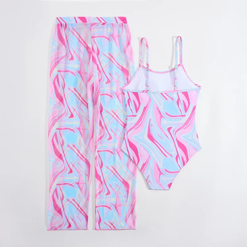 2026 Girls Swimsuit One Piece With Beach Pants Kids Swimwear Children\'s Bathers Bathing Swimming Swim Suit Summer Beachwear