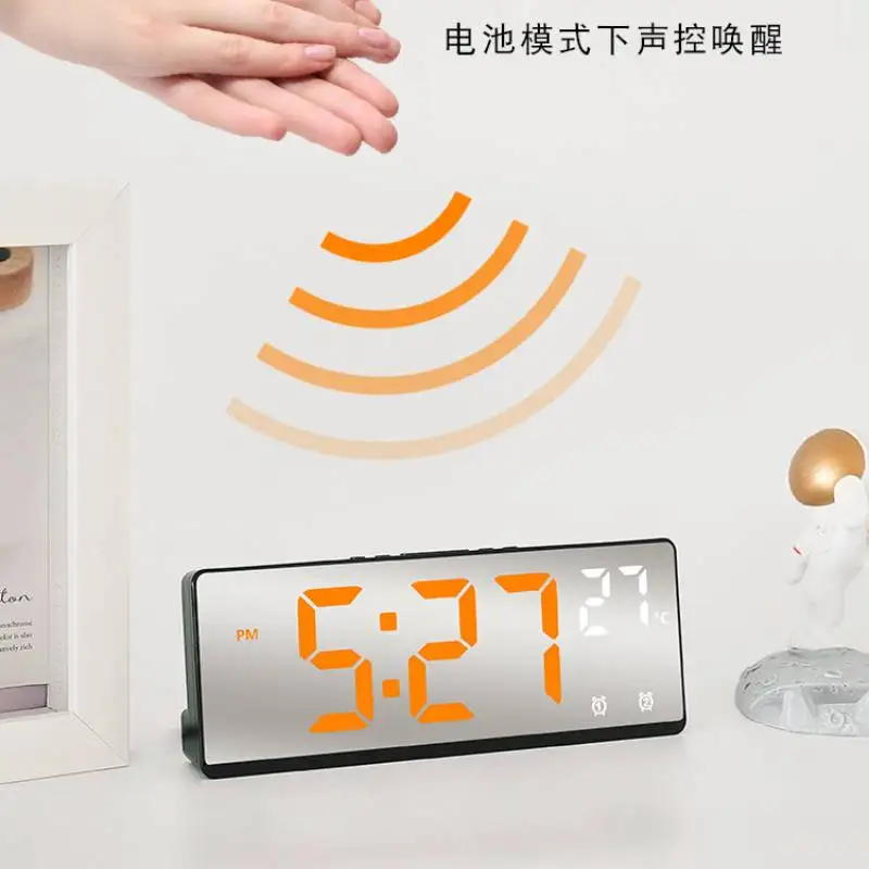 Digital Bedroom Alarm Clock Led Table Clock Temperature Voice Control Desktop Watch Electronic Despertador Snooze Function New