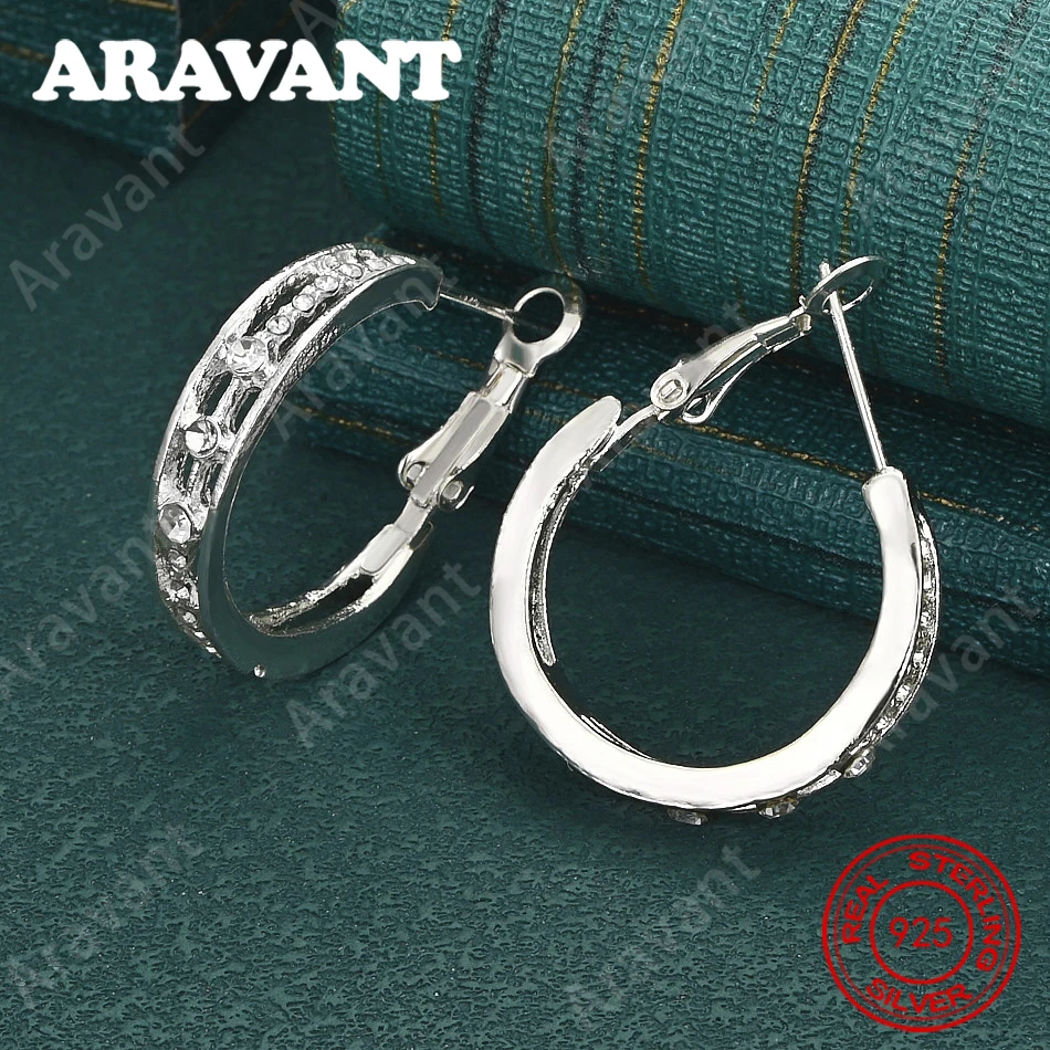 925 Sterling Silver 23mm Zircon Round Earrings - Unique Gift For Women, Versatile For Events And Jewelry