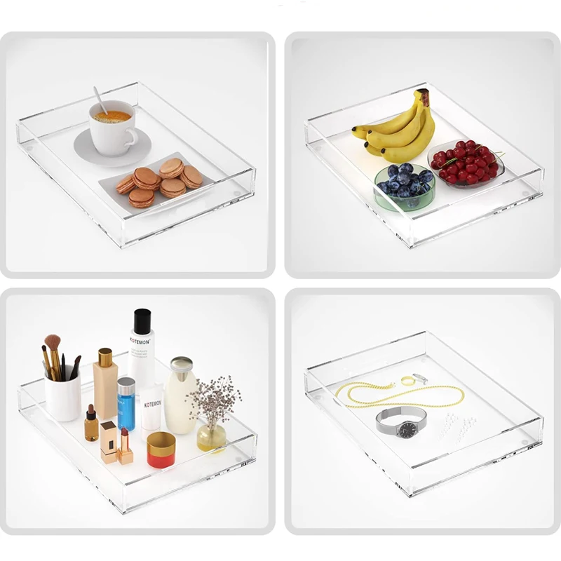 4mm thickness,  37*26*5.5cm Customized Acrylic Rectangle Decorative Catchall Organizer Storage Tray