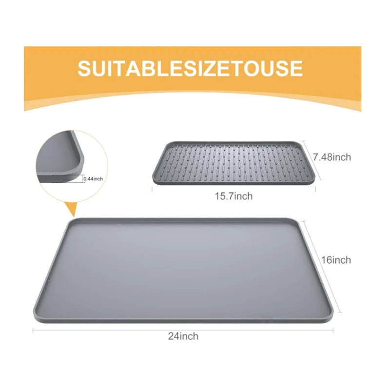 حصيرة صانع القهوة لأسطح الكونترتوب 15.75X23.6In حصيرة بار القهوة مع حصيرة تجفيف الأطباق القابلة للفصل المرتفعة المقاومة للانسكاب Edgesa83x