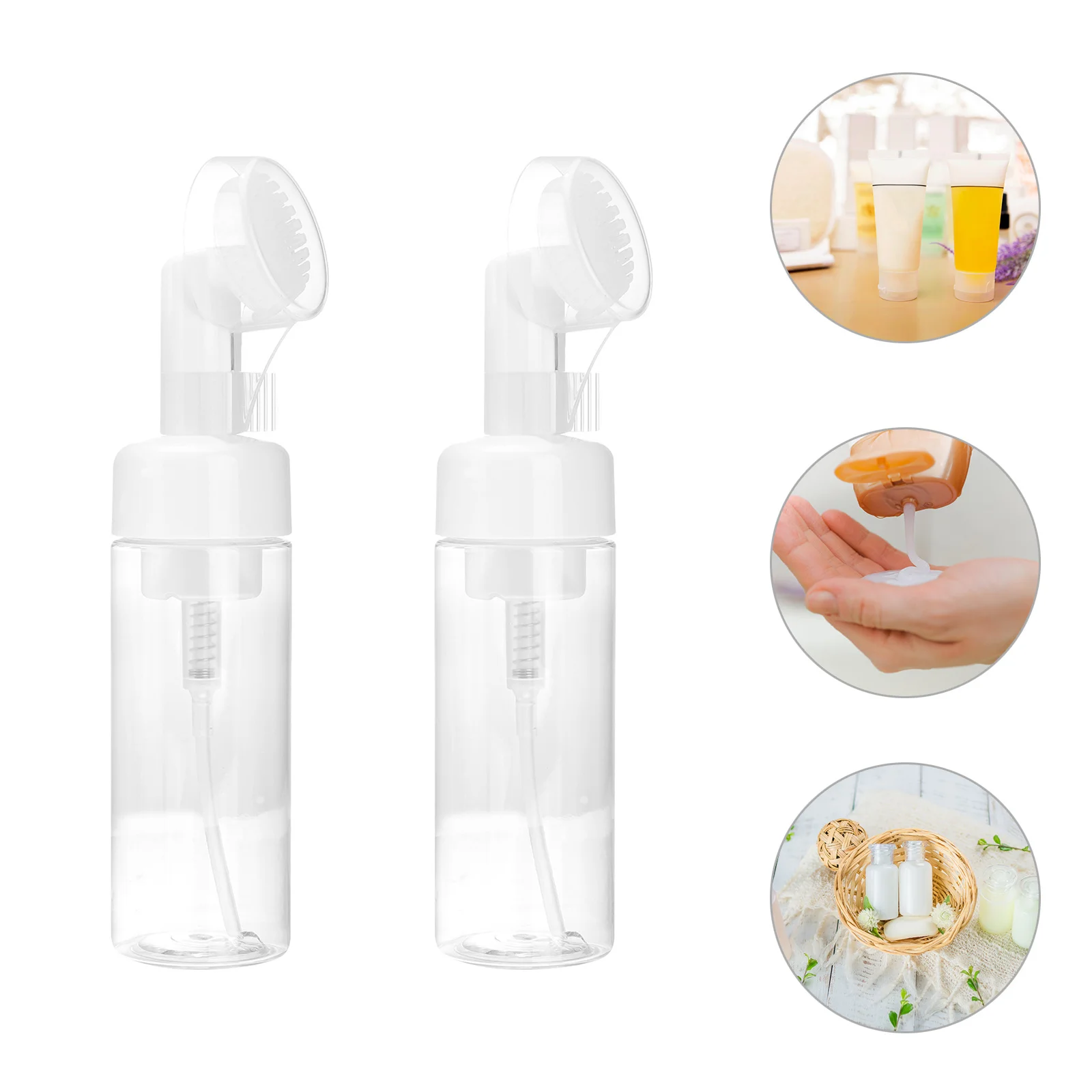 

2 Pcs Foam Bottle Cleansing Brush Pump Reusable Water Bottles Portable Foaming Mousse with Plastic Pet Travel