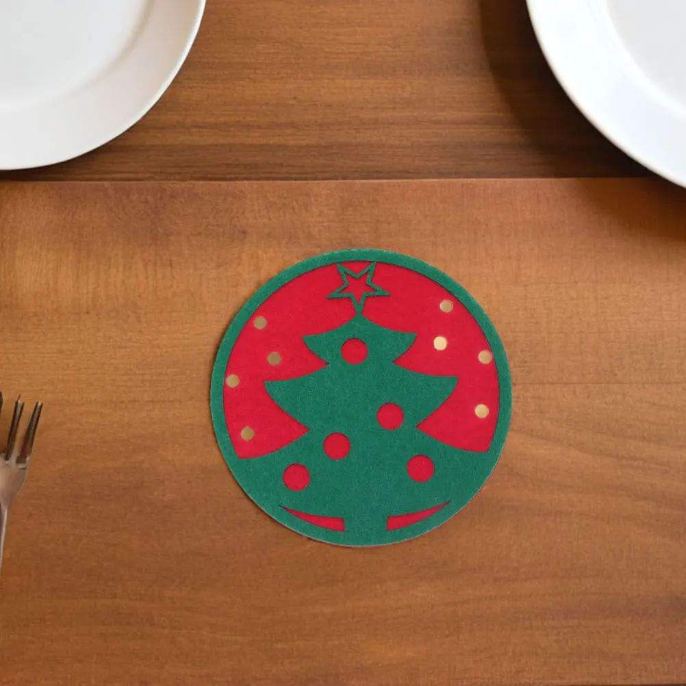 

12Pcs Christmas Tree Felt Heat Insulated Coasters Holiday Table Protectors Xmas Party Cup Mats Decorations Felt Coasters