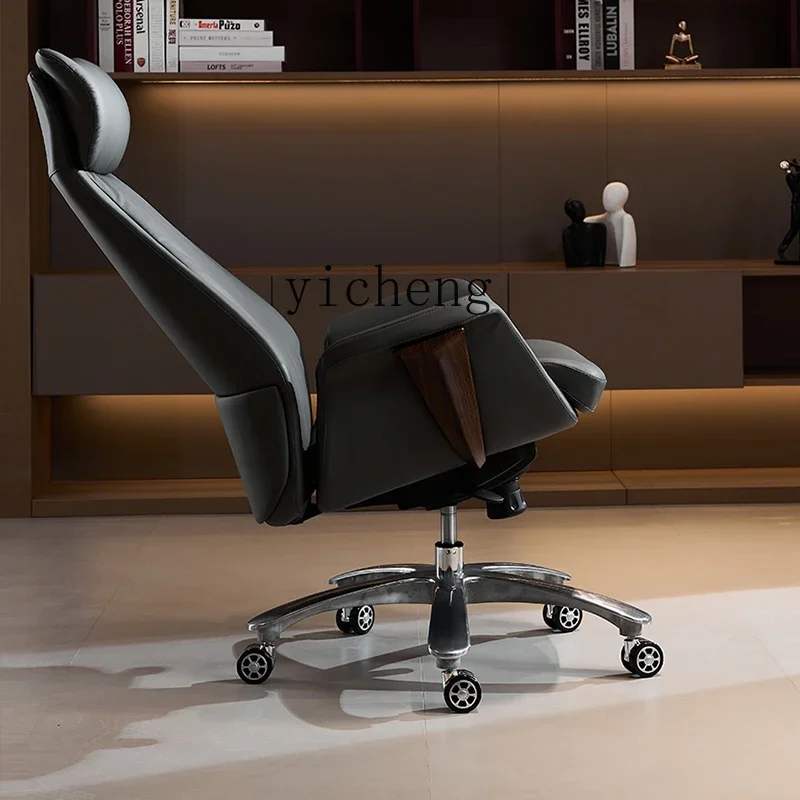 

Reclining Leather Office Chair Comfortable Computer Chair for Home Long Sitting