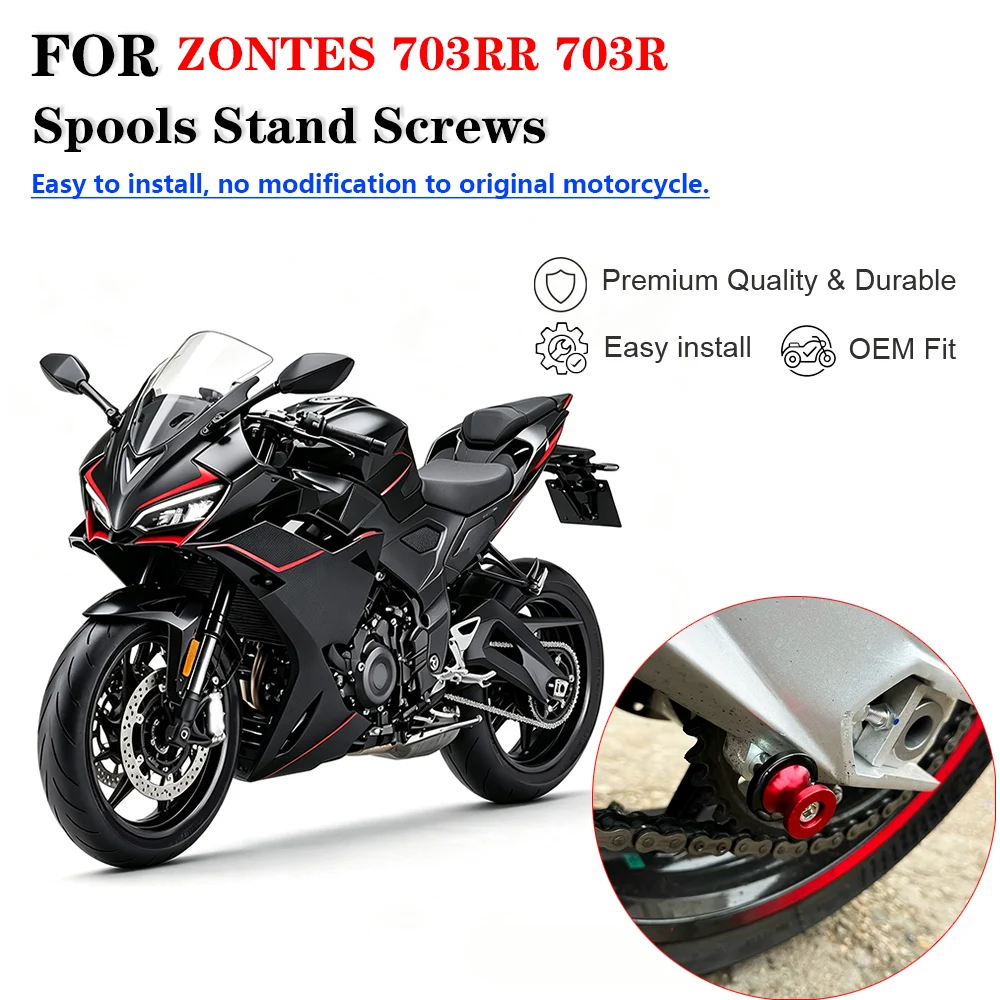 Motorcycle Swingarm Spools Stand Screws For ZONTES 703RR 703R Street Bike, Rear Wheel Paddock Stand Bobbins, Maintenance Repair