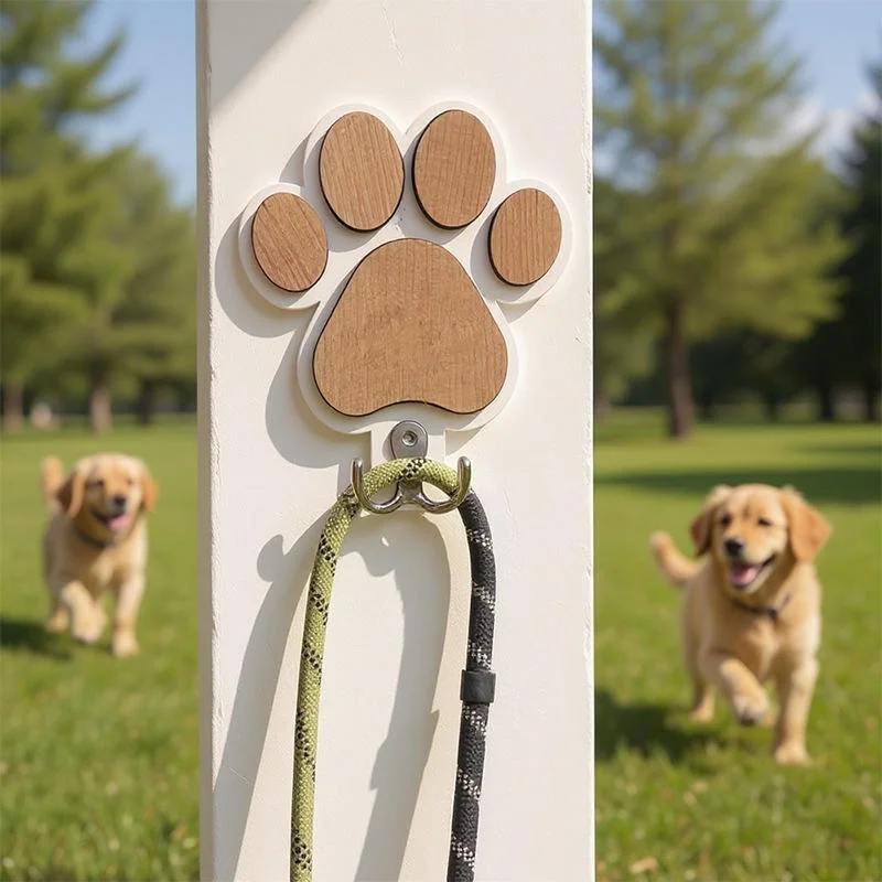 Wooden Paw Print Dog Leash Holder Wall Hook Claw Design Wood Wall Hanger for Leashes Coats Gift for Dog Lovers Home Decor