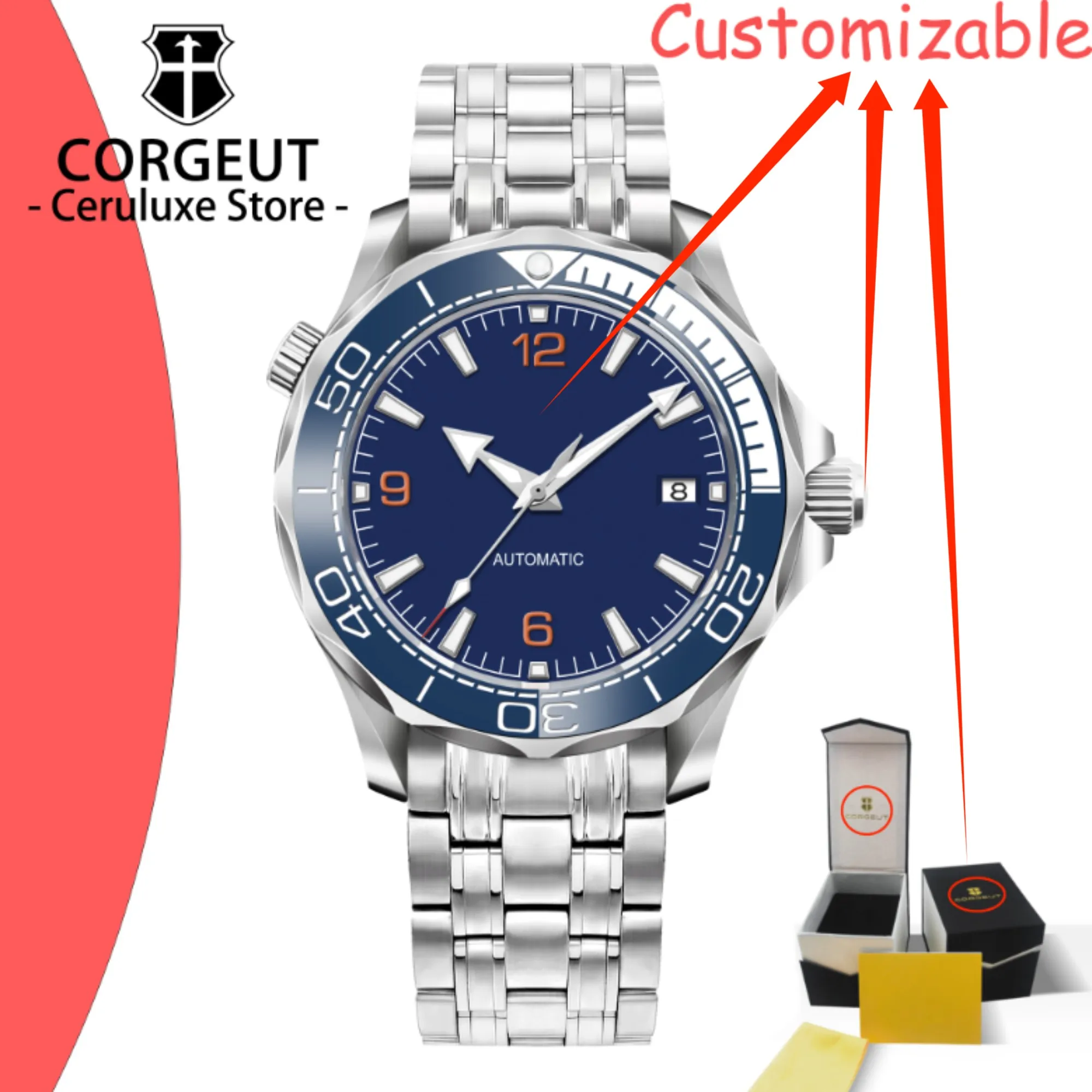 CUSTOM Logo 2026 Fashion Luxury NH35 Movement Automatic Watches 100M Waterproof Stainless steel Mechanical Wrist Men Gift Watch