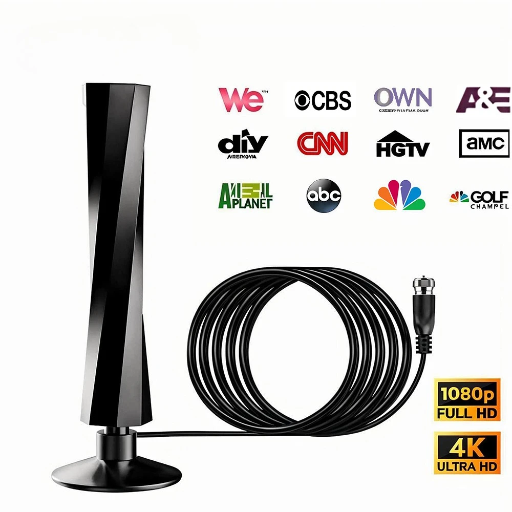 هوائي تلفزيون داخلي لجميع أجهزة التلفاز الذكية الرقمية طويلة المدى مع إشارة مكبر للصوت للقنوات المحلية يدعم 4K 1080P TM/TK ATSC