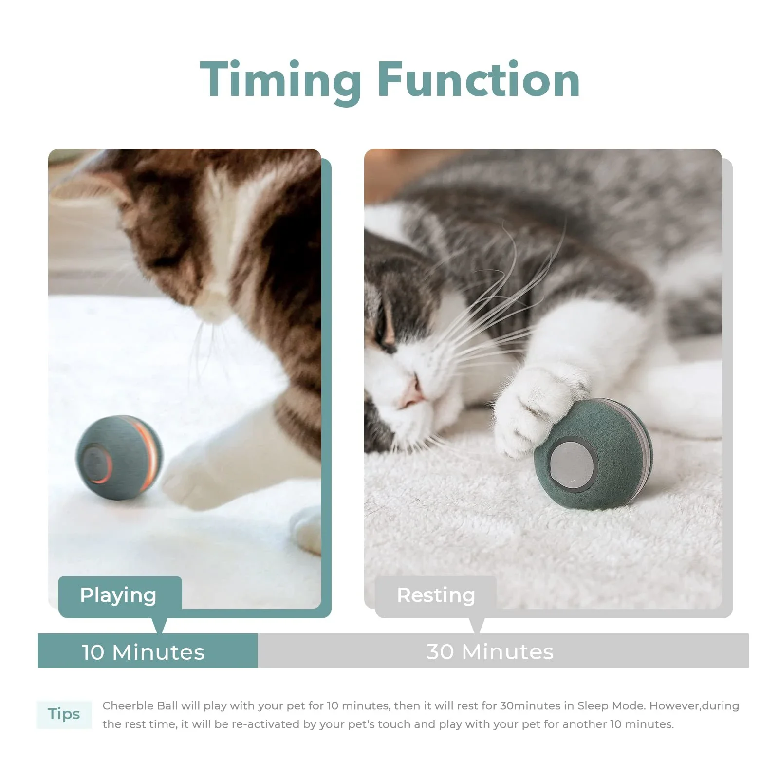 FurStarCustom Smart Interactive Cat Toy Automatic Moving Bouncing Rolling Ball With Lights And Bell