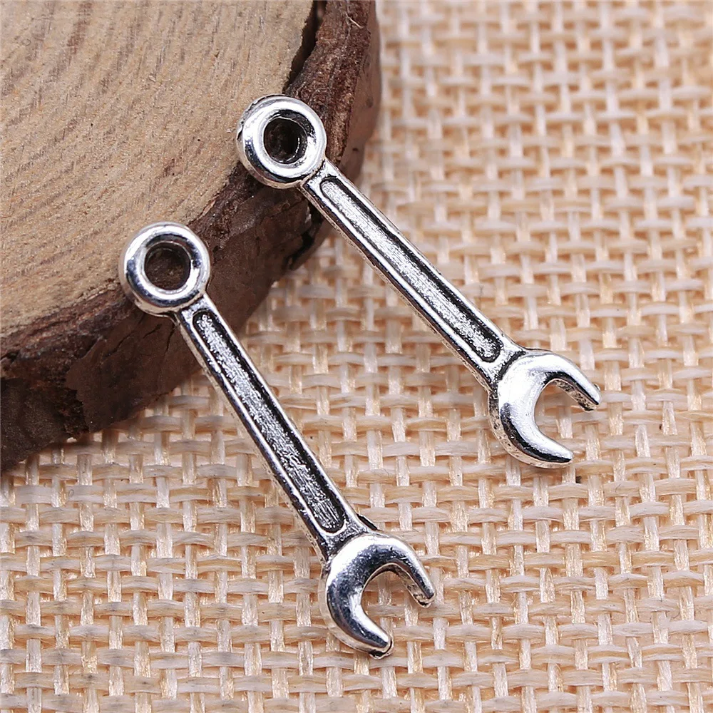 40pcs 24x5mm(0.94x0.2inch) Antique Silver Color Wrench Charms Tool Charms DIY Jewelry Accessories