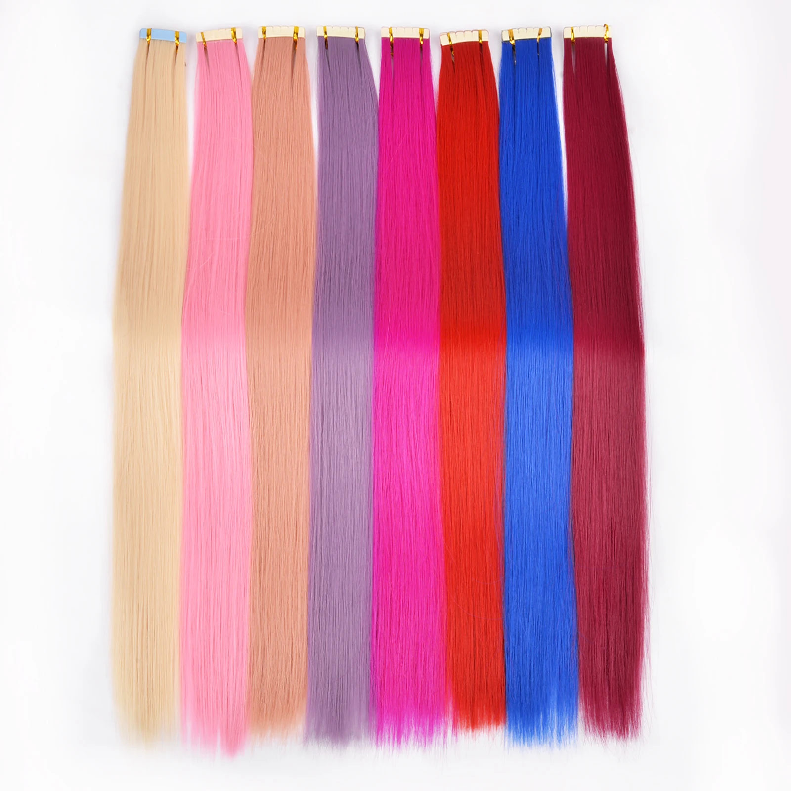 

Synthetic Tape in Hair Extensions Straight Hair Mini Tape ins Invisible Adhesive Colored Tape in Hair Extension 10pcs/pack