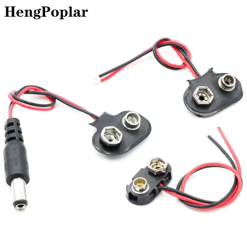 100pcs 9V DC Battery Power Cable Plug Clip Barrel Jack Connector for Arduino DIY I T type