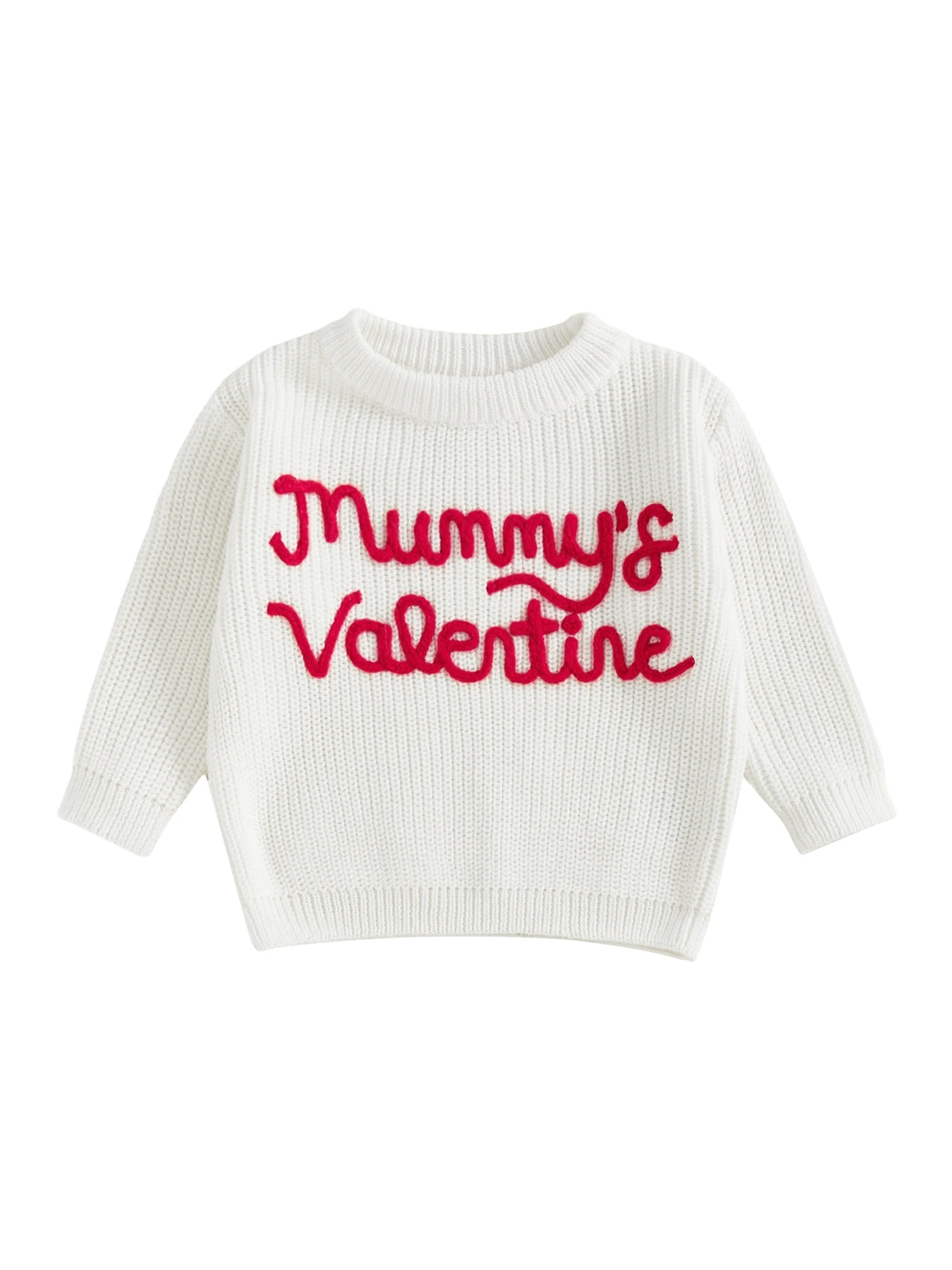 

Милый детский свитер на День святого Валентина с вышивкой в виде сердца, круглым вырезом, длинными рукавами и трикотажной тканью — очаровательная весна для малышей