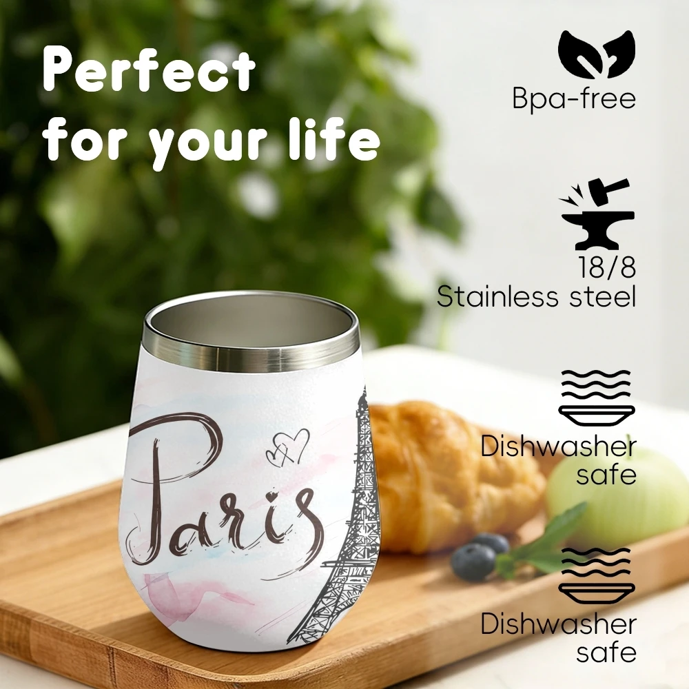 Renowned urban buildings Vacuum Flasks 12oz Insulated Wine Tumbler Vacuum Coffee Mug Egg Shape Thermos Cup