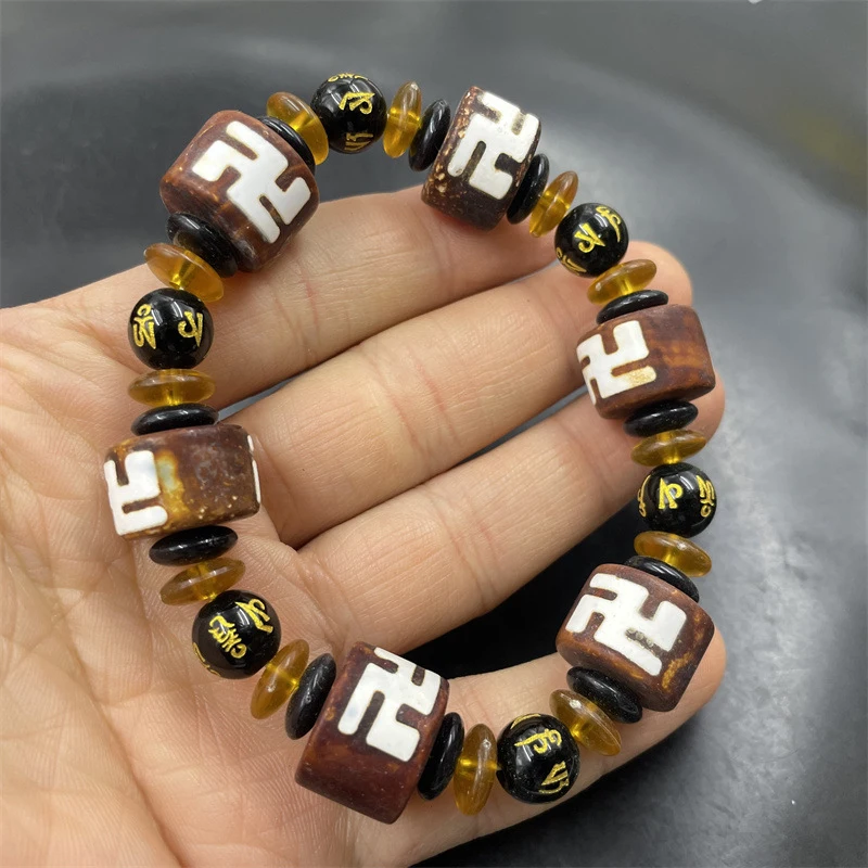 

Vintage Agate Bracelet with Abacus Tube Beads, Fashionable and Versatile