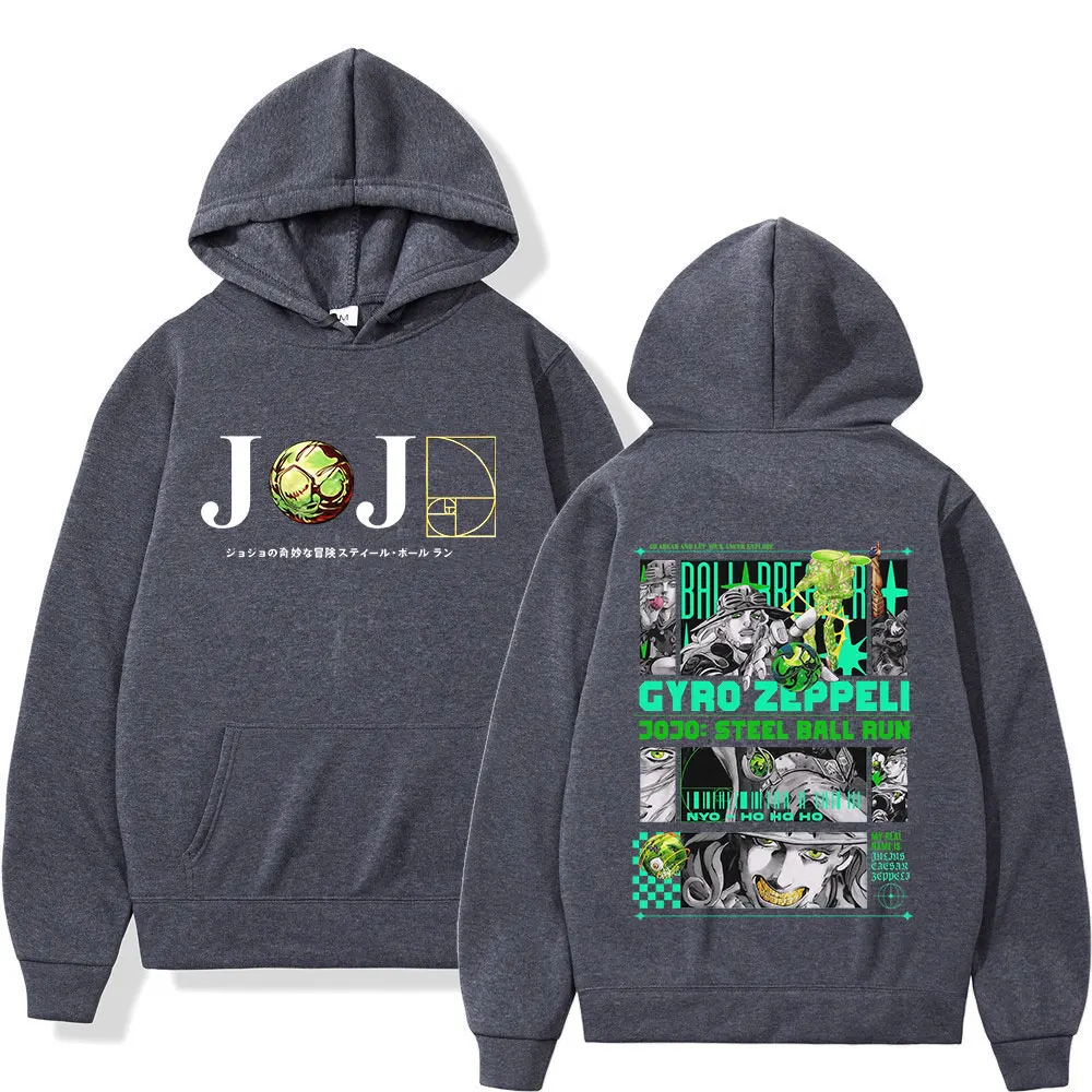 Anime JoJo Bizarre Adventure STEEL BALL RUN Gyro Zeppeli Hoodies Men's Clothing Fashion Hooded Sweatshirts Long Sleeve Pullover view 3