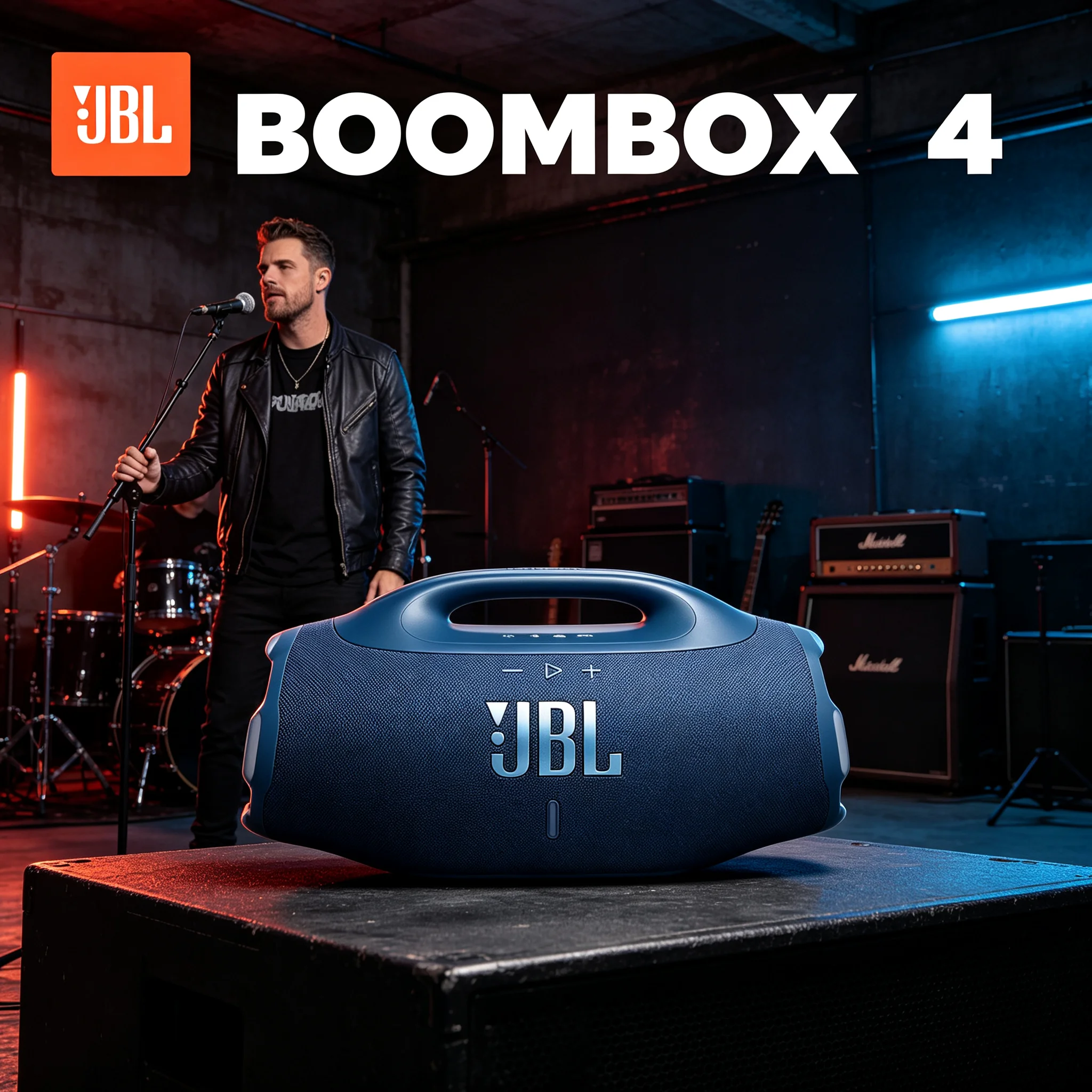 Authentic JBL BOOMBOX 4 Large Bluetooth Speaker, IP68 Protection, Built-in Carry Handle, Powerful Bass for Outdoor Entertainment