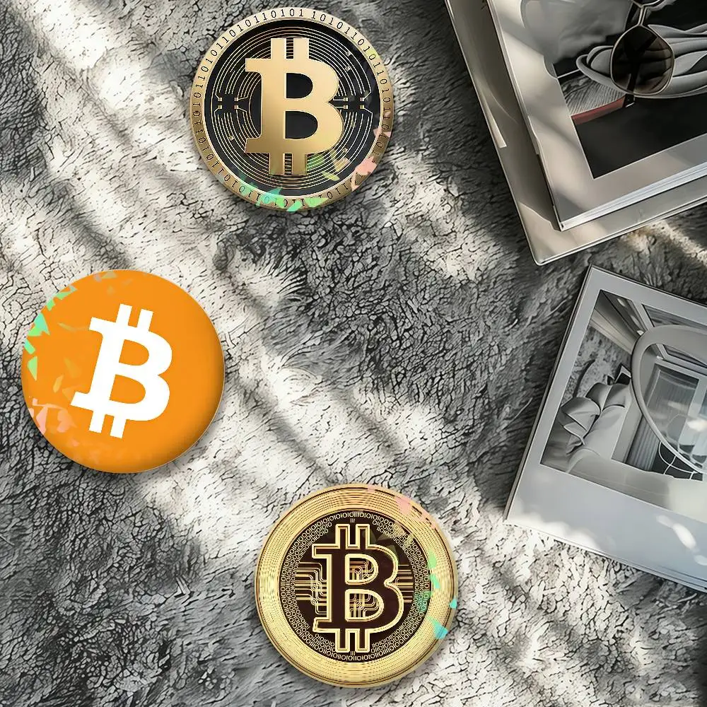 B-Bitcoin Laser Badge Pins Handmade Brooches for Backpack Gifts Bag Decor Fans Collect