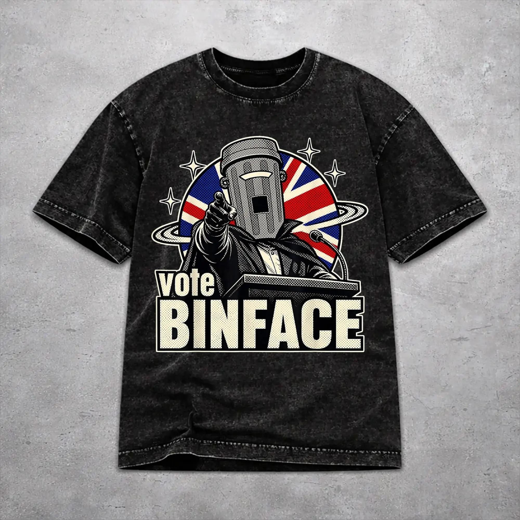 Vintage Men Women Vote Count Binface For Prime Minister  Tee Shirt Oversize Washed  T Shirts Outfits