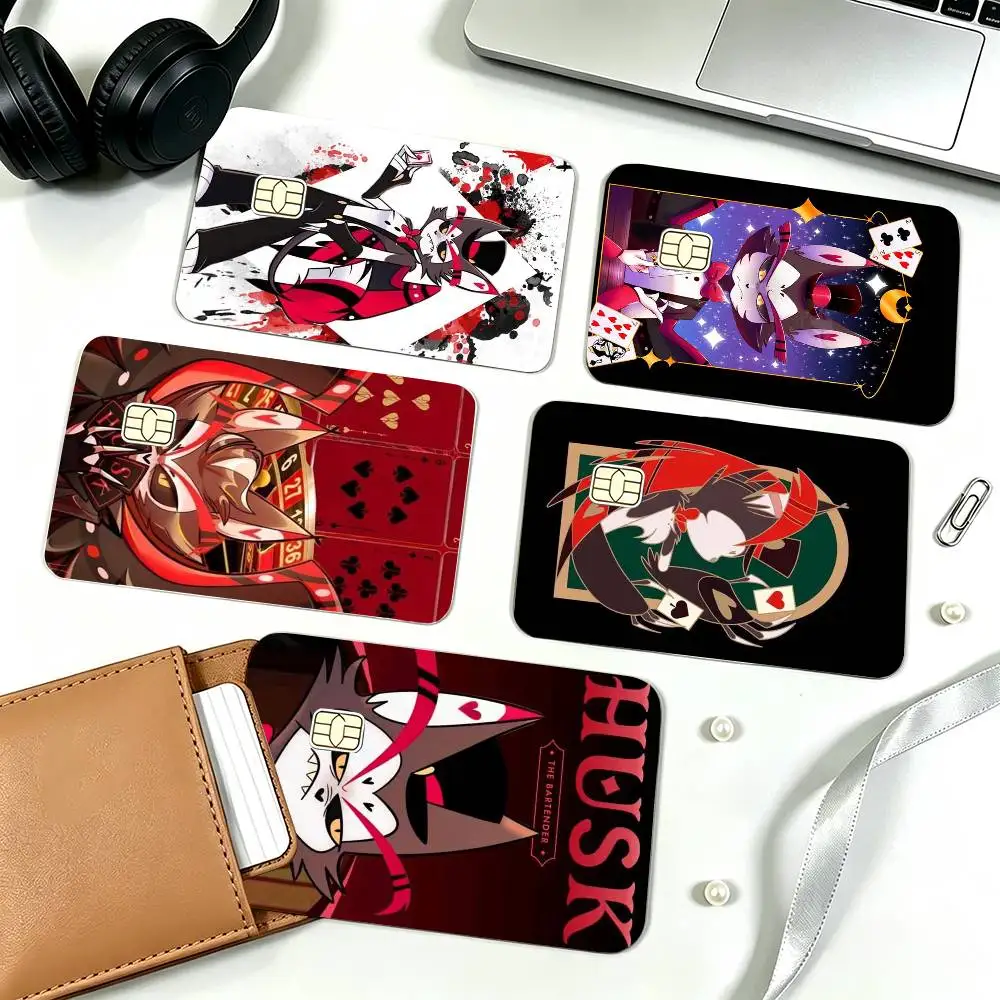 H-Hazbin Hotel Husk  Credit Card HD Stickers Game Card Decal Small Chip Waterproof Sticker Gift
