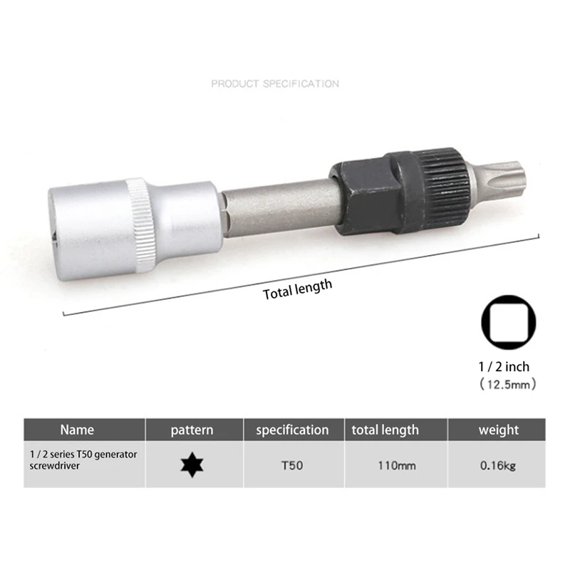 Punta per presa puleggia alternatore 2X T50 con presa per rimozione bullone centrale puleggia alternatore strumento 33 denti