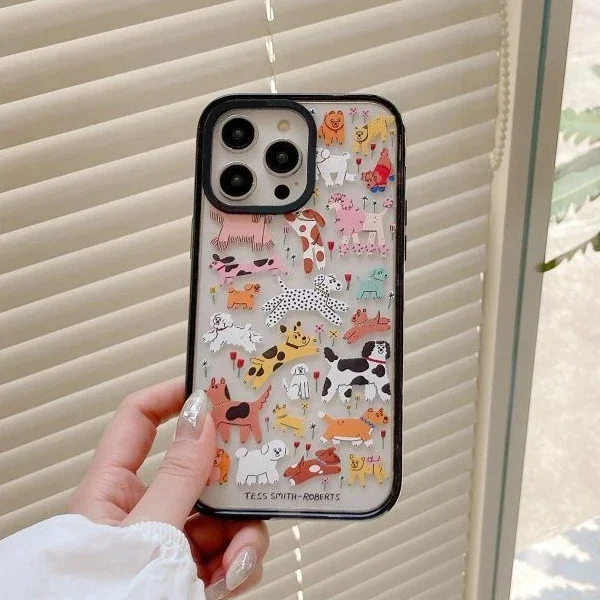 

Cute Animals 2.0 Acrylic Black Border Phone Case Cover for IPhone 11 12 13 14 15 16 Pro Max Case