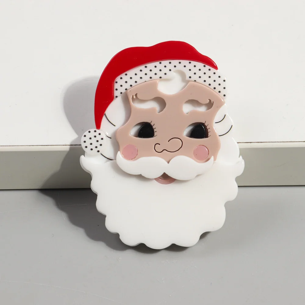 FishSheep Merry Christmas Acrylic Santa Claus Brooches for Women Big Resin Lovely Cartoon Brooch Pins Jewelry New Year Gift