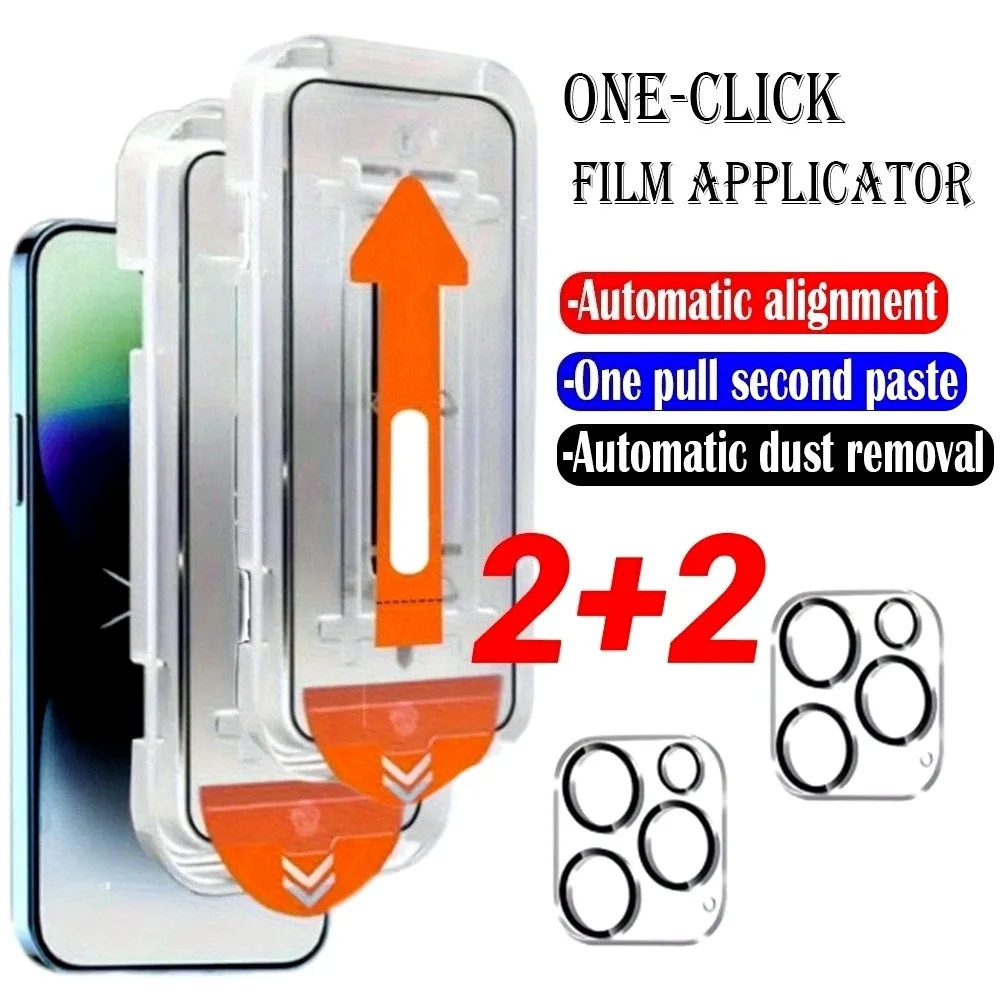 

4-in-1 HD Full Screen Protector for iPhone 17 16 15 Pro Max 13 12 Mini Camera Lens Film for iPhone 16e 15 14 Plus 11 12 13 Pro