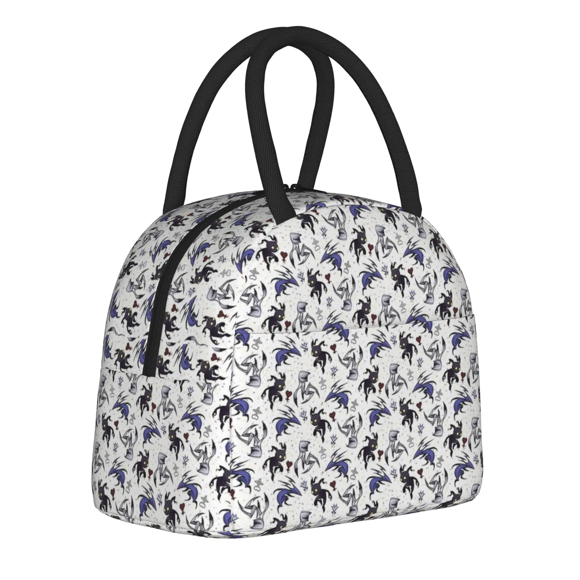 Hollow Knight Pattern Insulated Lunch Bags Cooler Bag Reusable,Lunch Container Game High Capacity Tote Lunch Box Bento Pouch