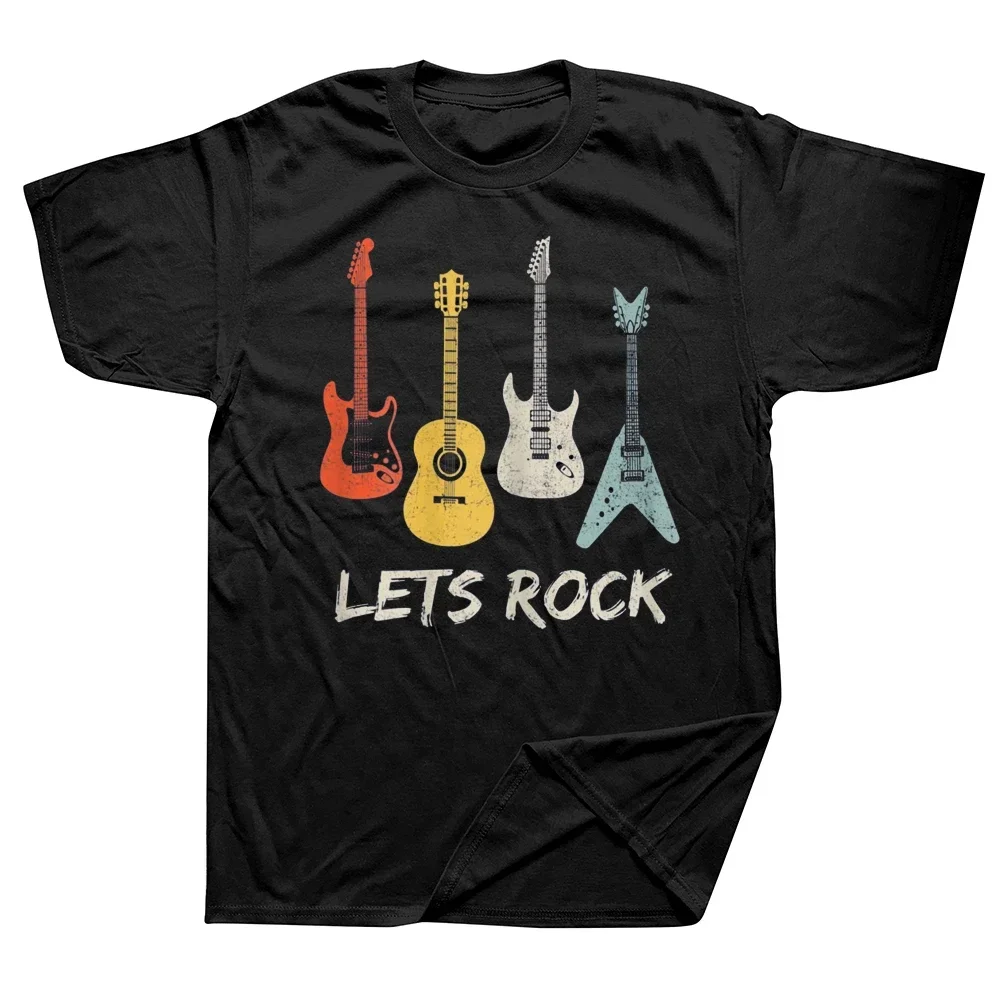 Graphic Cotton Streetwear Short Sleeve Funny Lets Rock Rock N Roll Guitar Retro T Shirts Birthday Gifts Summer Style T-shirt