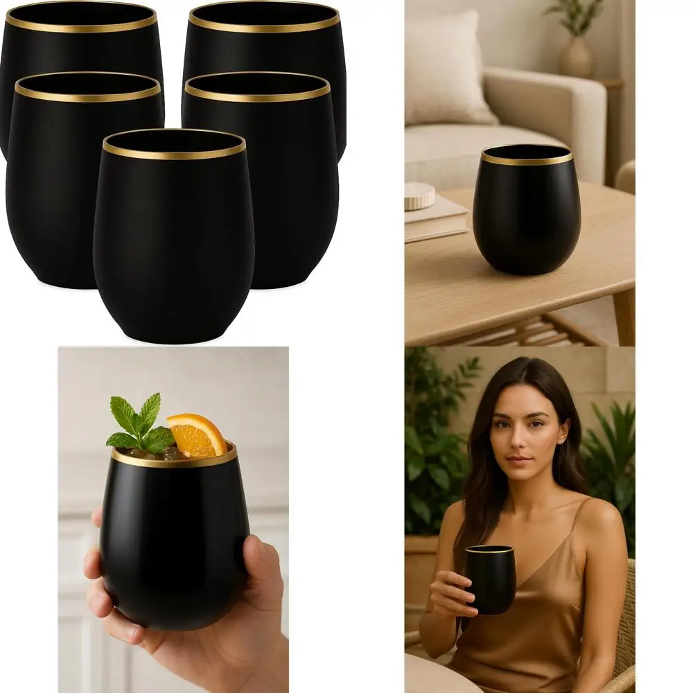 

40 Pack Unbreakable Stemless Plastic Glasses - Perfect for Wine, Champagne, and Whiskey - Elegant and Durable for Indoor or Outd