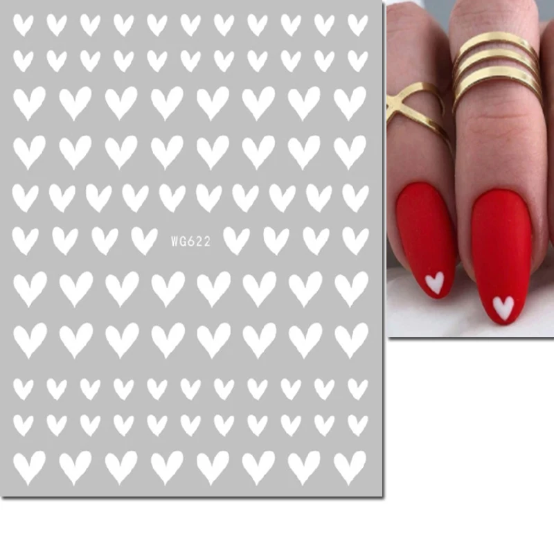 Adesivi per unghie 3d rosso nero argento Love Hearts cursori adesivi decalcomanie per unghie per Manicure