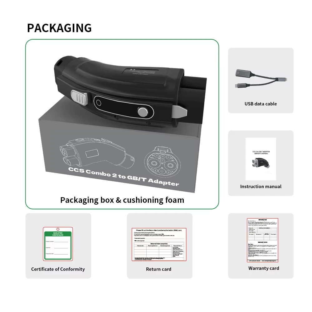 CCS2 to GB/T EV Fast Charging Plug DC EV Charger Connector Ccs2 to Gbt Adapter 400A EV Converter for New Electric Vehicle view 6