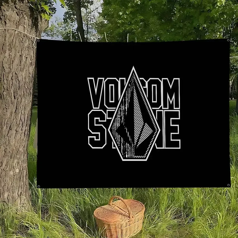 V-VolcomS Fishion الفاخرة راية الفن الطباعة اليابانية جدار العلم أنيمي الجدار الشنق ديكور المنزل