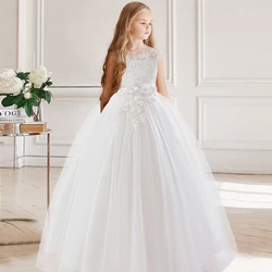 Vestito da principessa per ragazze cerimonia formale per bambini abito da spettacolo per damigella d'onore da damigella d'onore con abiti da sera bianchi