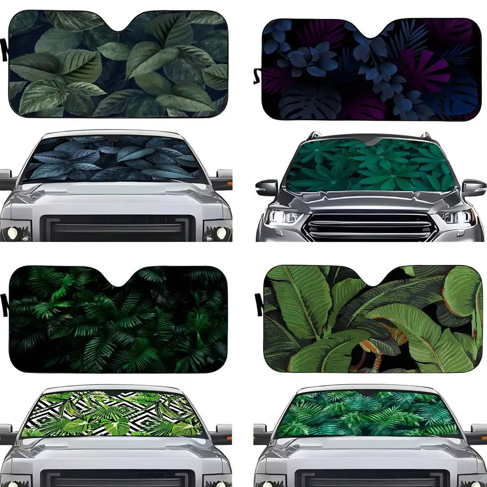 Tropical Palm Leaf Cactus Windshield Sun Shade Car Solar Reflector Protector Window Visor Screen Cover Vehicle Windscreen
