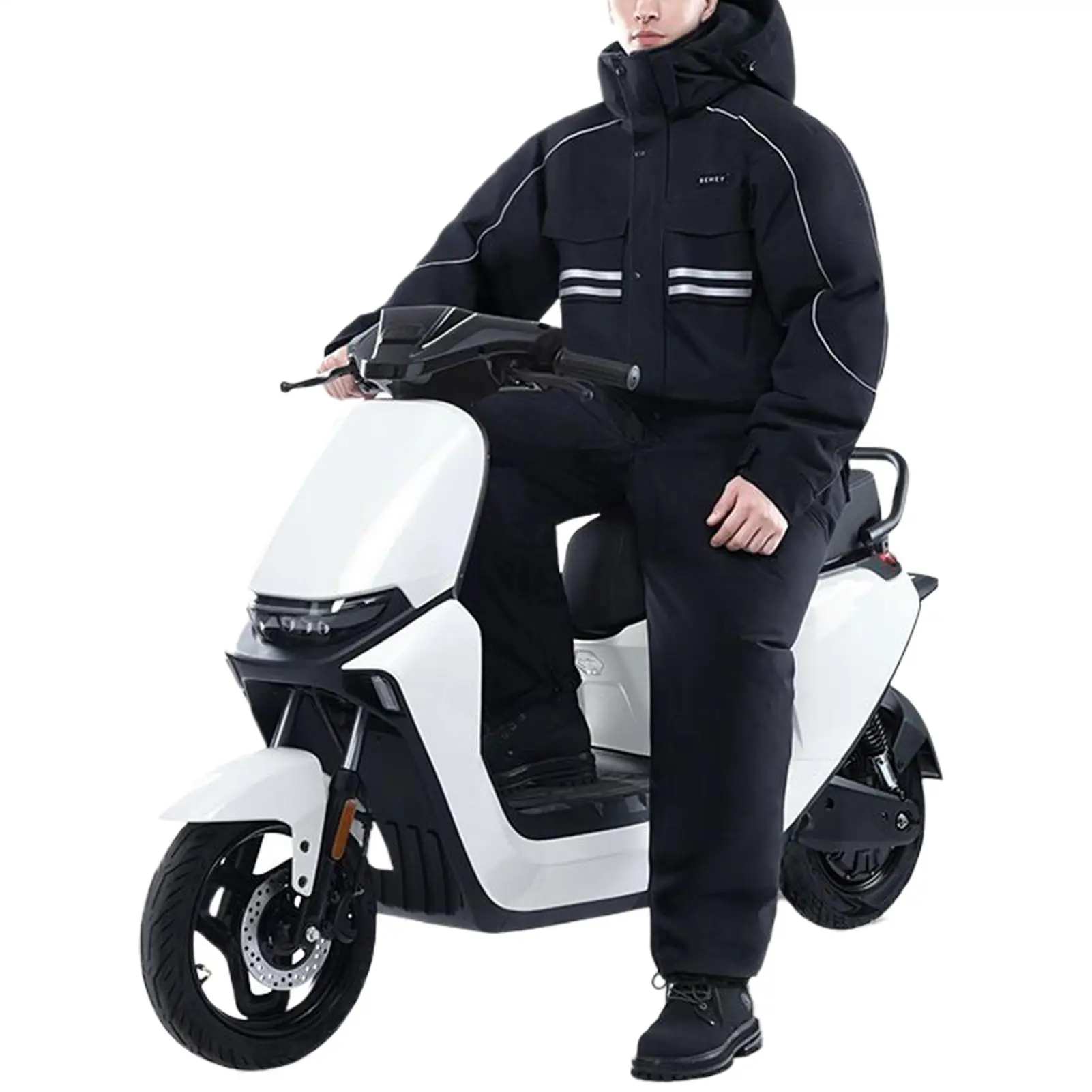 

Windproof Motorcycle Jacket Thermal 4-Pockets Clothes With Reflective Strips Rainproof Riding Coat For Women Men Winter Daily