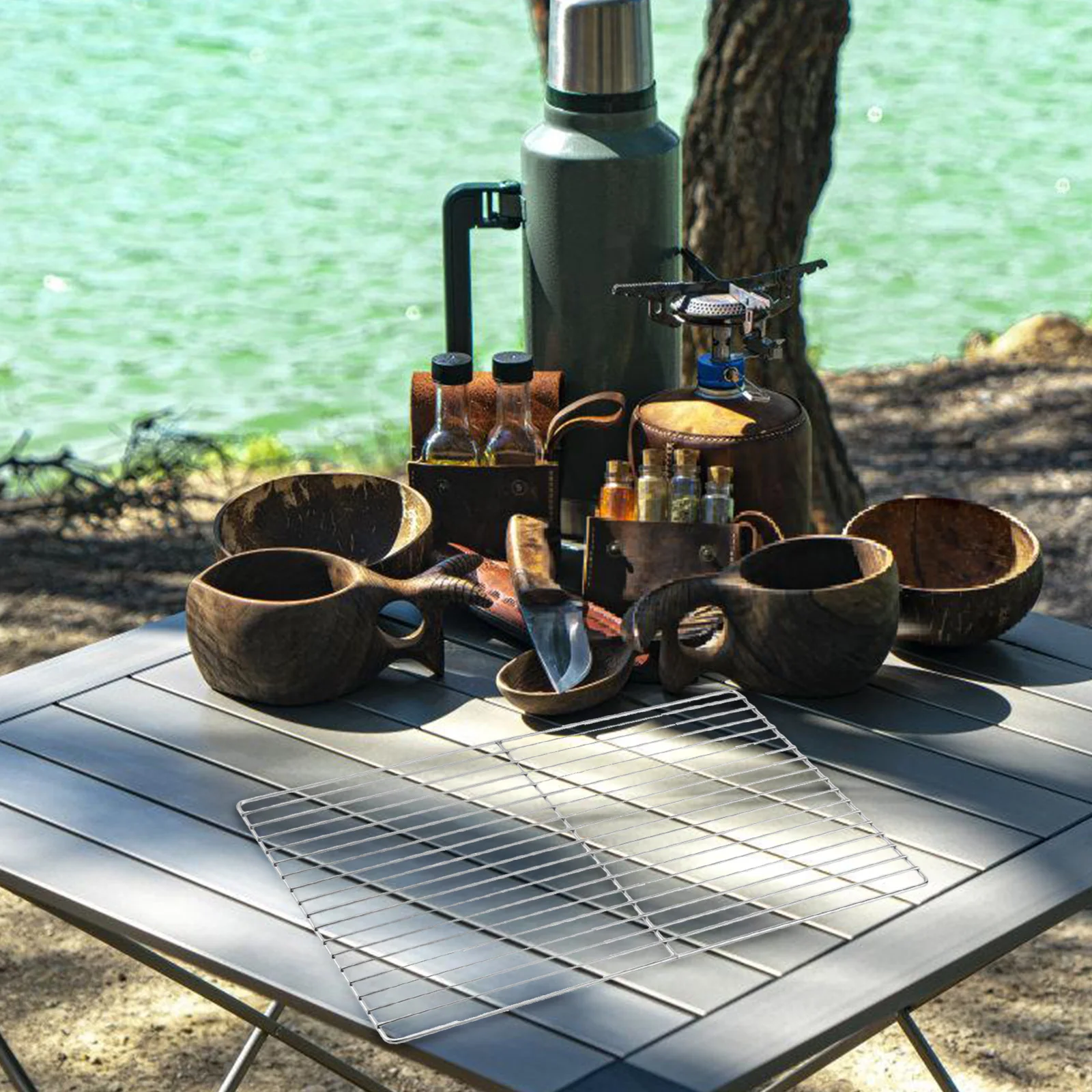 

1Pcs Stainless Steel Bbq Grid Basket Fine Welded Mesh No Burrs Multi Purpose Grill Rack for Home Hotel Outdoor Grilling