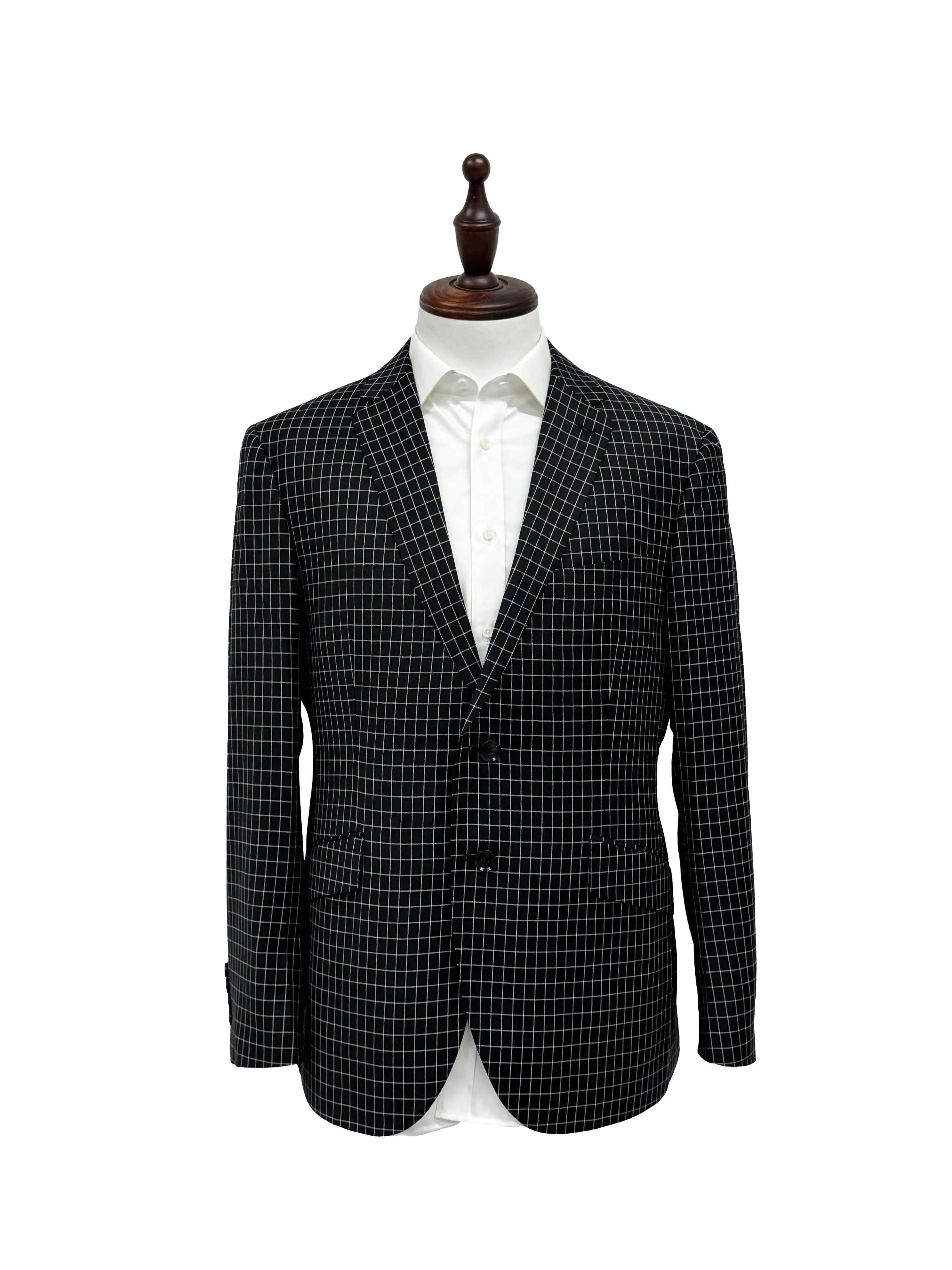 Classic Grid Men Blazer Single Breasted Notched Lapel Checked Suit Jacket Slim Fit For Business Meeting Daily Office Customized