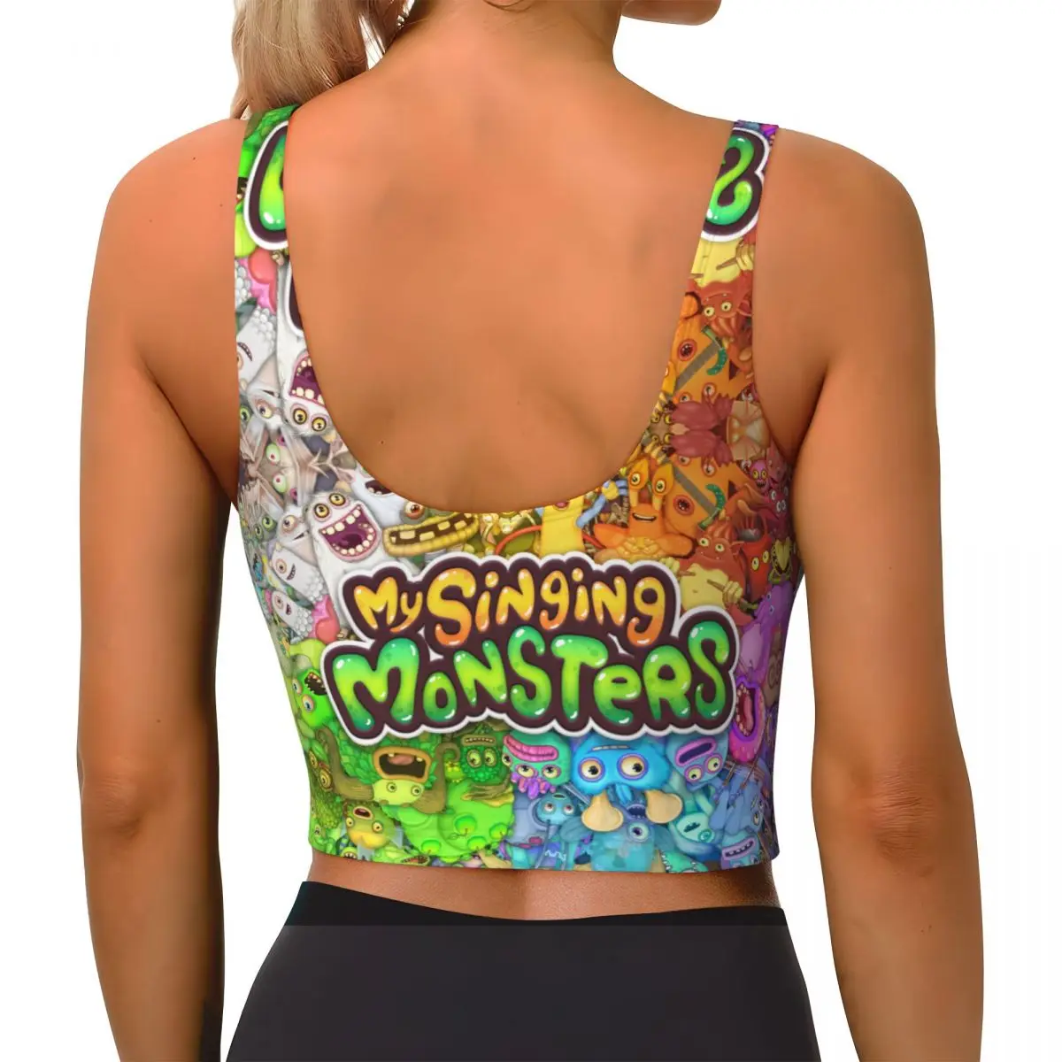 Custom High Impact My Singing Monsters Sports Bra Women Gym Workout Yoga Crop Top image 3