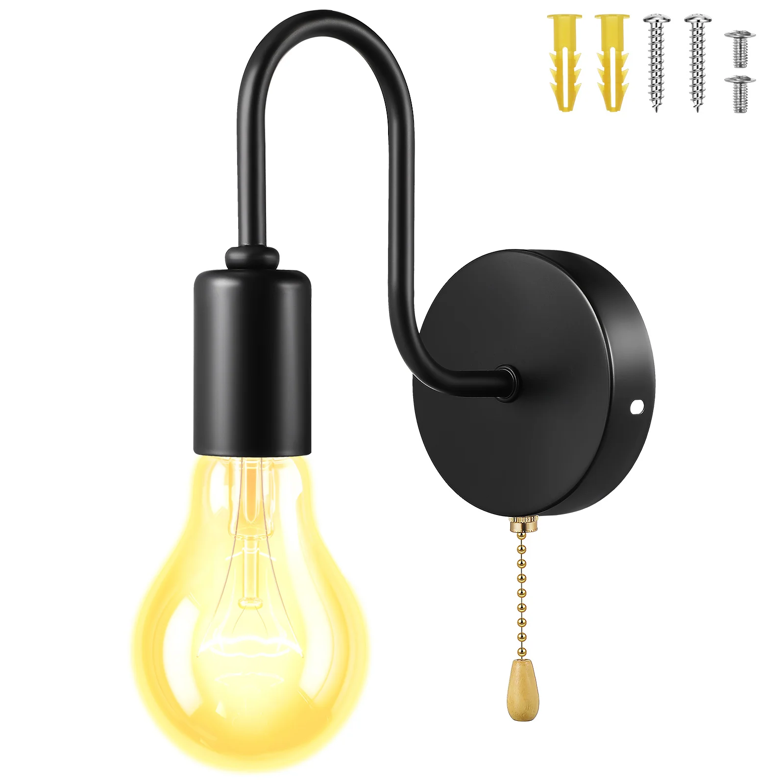 

Retro Wall Lamp Vintage Sconce Pull Chain Light Fixture E26 Hardwired Iron Hallway Balcony Courtyard Studio Outdoor Lighting