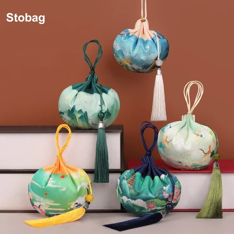 

StoBag 20pcs Chinese Sachet Bag Silk Hanging Drawstring Gift Jewelry Package Storage Pocket Reusable Pouch Decoration Party