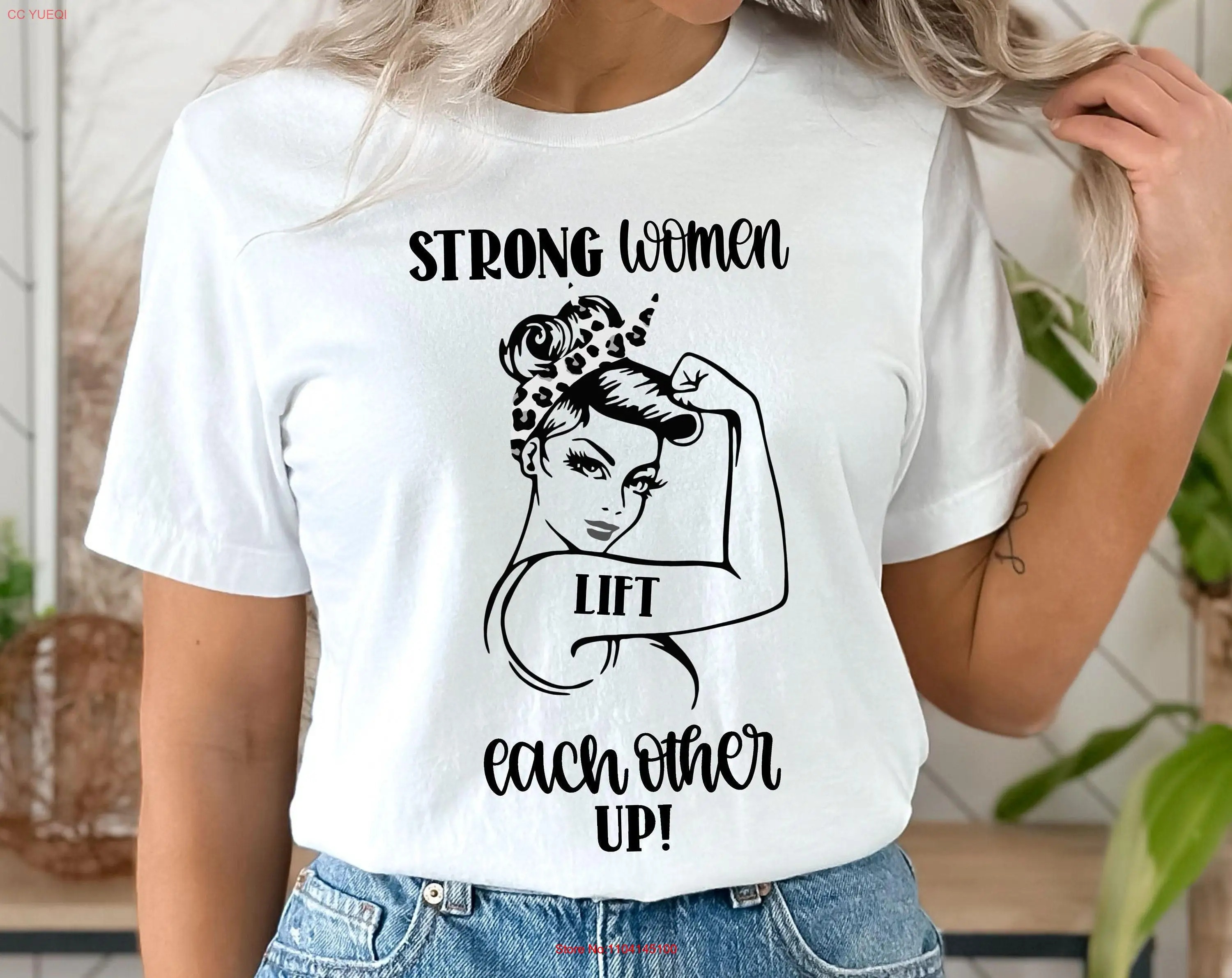 تي شيرت Power Woman With Musles تي شيرت قوي للياقة البدنية FeminisT Muscle Tank WorkouT ملهم بأكمام طويلة أو قصيرة