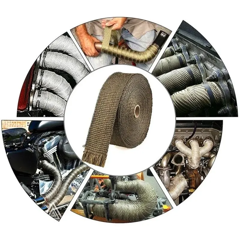 Roll Fiberglass Heat Shield Motorcycle Exhaust Thermal Tape Header Pipe Heat Wrap Tape Thermal Protection Pipe Insulat