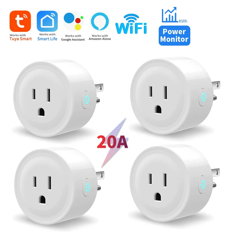 Tuya Smart Plug WiFi Socket 20A with Power Monitoring US Canada Mexico Peru Japan Timing Voice Control Support Alexa Google Home