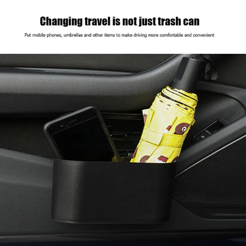 Wholesale Portable Plastic Car Storage Box Car Trash Can With Lid Garbage Waterproof Box Mobile Trash Bin