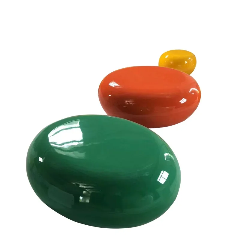 

FRP special-shaped pebble seat stool shopping mall Meichen pea chair round children's stool park rest waiting chair