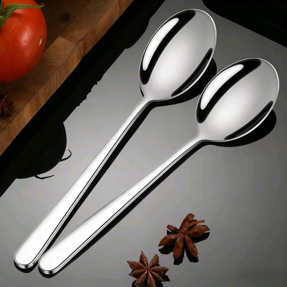 Sturdy 316L Stainless Steel Spoon Long Handle Thickened Mirror Polish Design Food Grade Dinnerware Kitchen Equipment